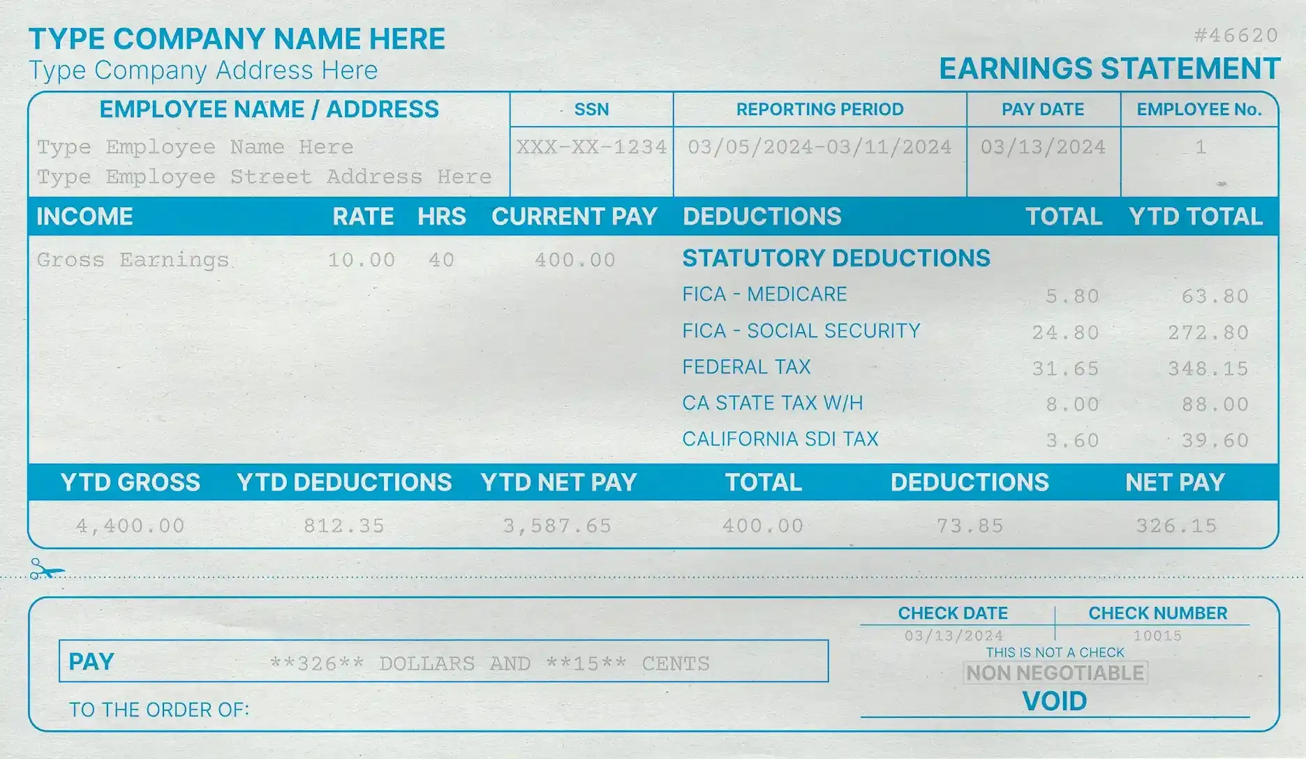 Classic Paystub Template